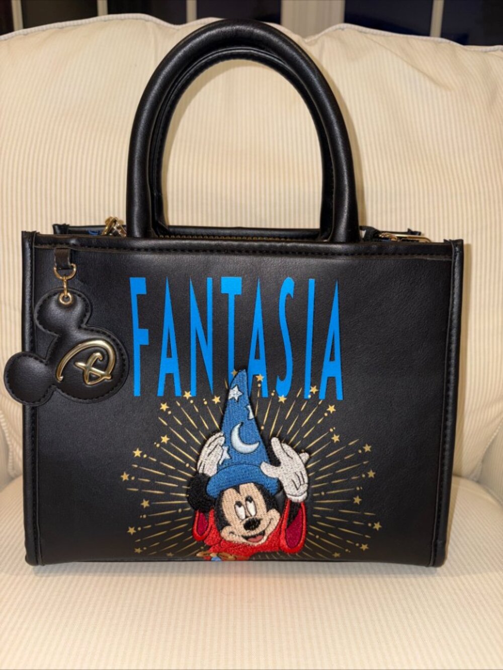 Primark Disney Fantasia Mini Tote Crossbody Black Bag Sorcerer Mickey Mouse new